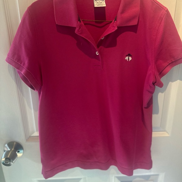 Brooks Brothers Shirt Womens LG 1818 Pink Polo Short Sleeve Collared Solid Logo - Picture 4 of 6